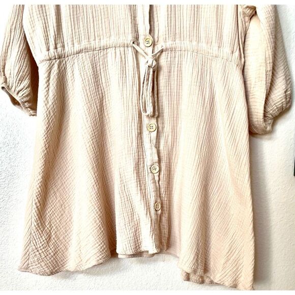 Lumière Dress Tan Spring Summer Button Down Long Sleeve Size Medium - Picture 5 of 10